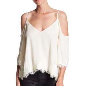 NWT • ASTR • Cold Shoulder Top with Lace Trim